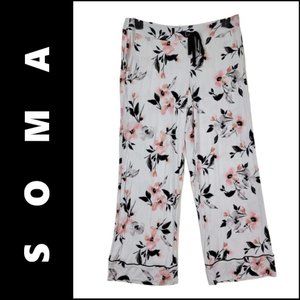 Soma Sleep Wear Pants Size Large Women Floral Drawstring